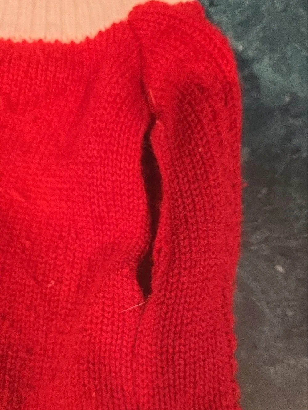 Red Cable Knit Dog Sweater with Cream Trim